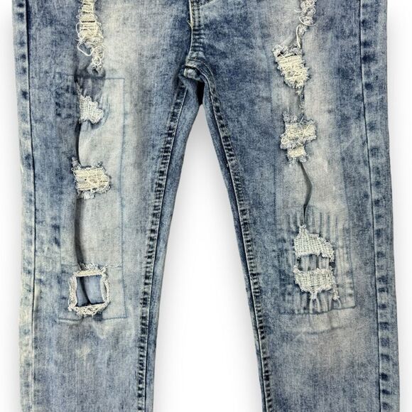 Public Supply Co. NYC Distressed Slim Straight Jeans 16 Big Boy Blue Acid Wash - Picture 11 of 12